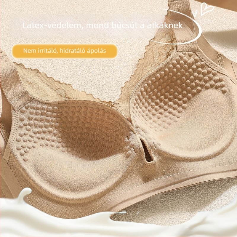 Csipkés, vezeték nélküli push-up melltartó oldalsó emeléssel, 3/4 kosárral, latex belső kosárral, Nylon/Polyamide anyagú