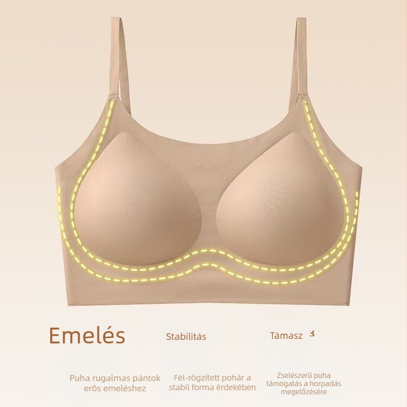 Drót nélküli sportmelltartó, seamless, lélegző, 3/4 kosár, nylonból formázott kosár, belső spandex bélés