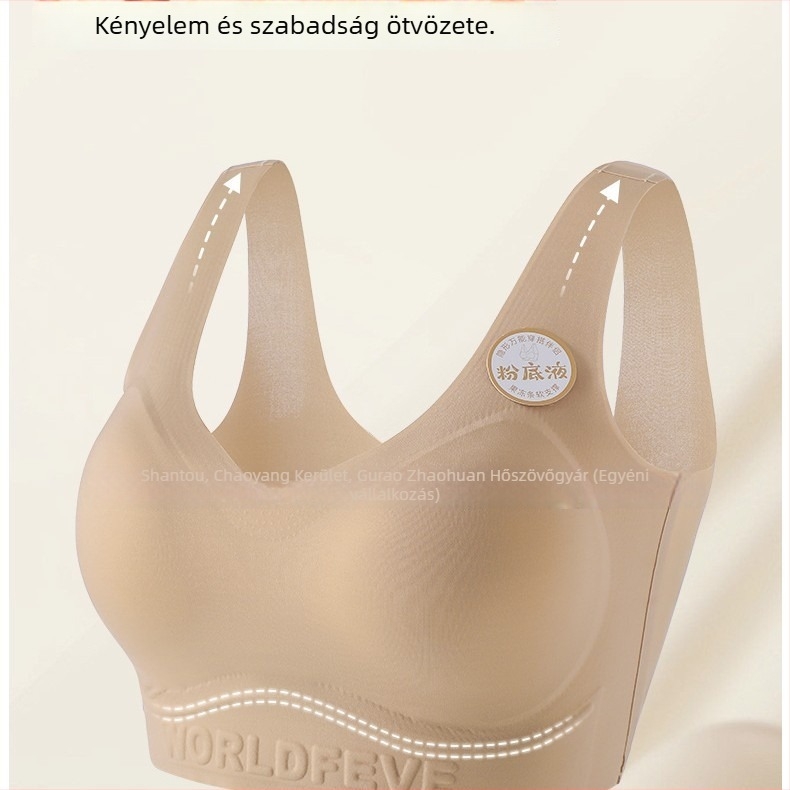 Nylon mellény-stílusú melltartó varrat nélküli, push-up, teljes kosár, vékony formázott kosár, habos kosár, pamut bélés, rögzített dupla pántok