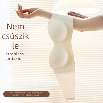 Nylon anyagú női melltartó pánt nélkül, merevítő nélküli, formázott kosarakkal, kis méretű mellekhez, kényelmes