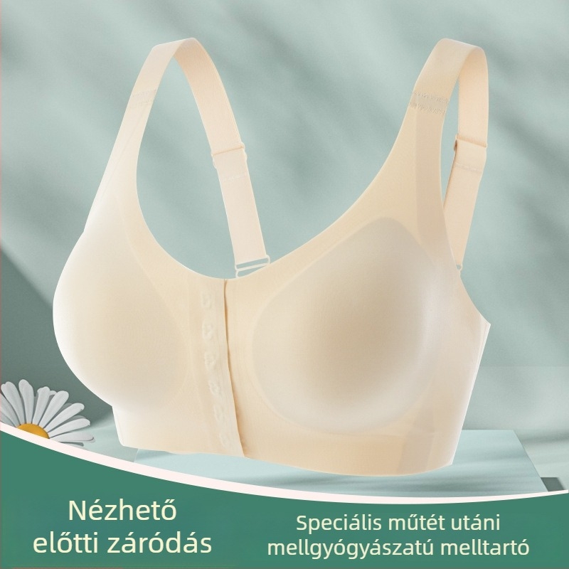 Műtét utáni mastectómia előre záródó melltartó, teljes kosár, vékony formázott kosarak, nejlon anyag, acélgyűrű nélkül