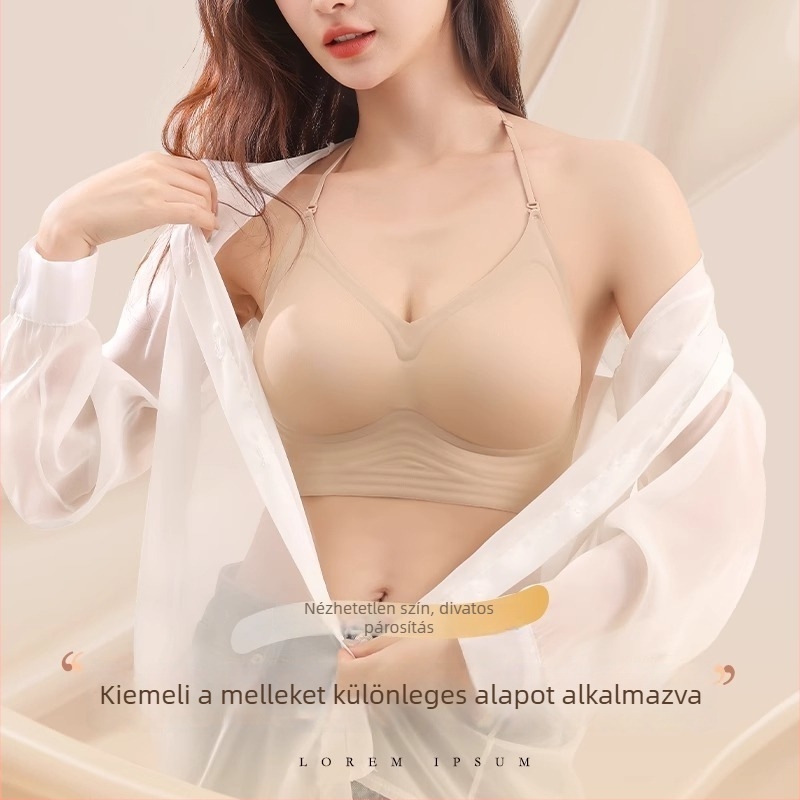 Varrásmentes, hát nélküli melltartó, leválasztható halter vállpánttal, 3/4 kosár méretű formázott kosarak, nylon anyag