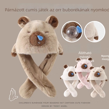 Gyerekeknek készült plüss téli sapka kupola alakú résszel és elülső karimával, poliészterből, melegen tart és szélálló, 2–4, 4–6, 8–10 és 10+ éveseknek