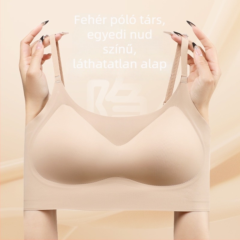 Nylonból készült drót nélküli, varrat nélküli melltartó, vékony formázott kosár, 3/4 kosár, fix dupla vállpántok, antibakteriális ápolás, top-stílus