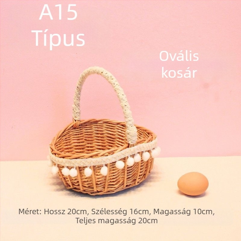 Kézzel szőtt mini kosár gyümölcs szedéséhez – fotórekvizit, gyerekeknek szánt virágkosár, modern minimalista stílus (kézzel szőtt; gyümölcs szedéséhez; fotórekvizit; gyerekeknek szánt virágkosár; modern minimalista stílus)