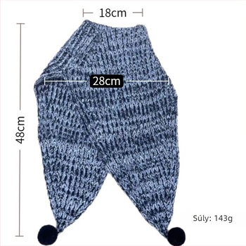 Gyerekeknek szóló gyapjú kötött sál, háromszög alakú, egyszerű szövés, monokróm, téli