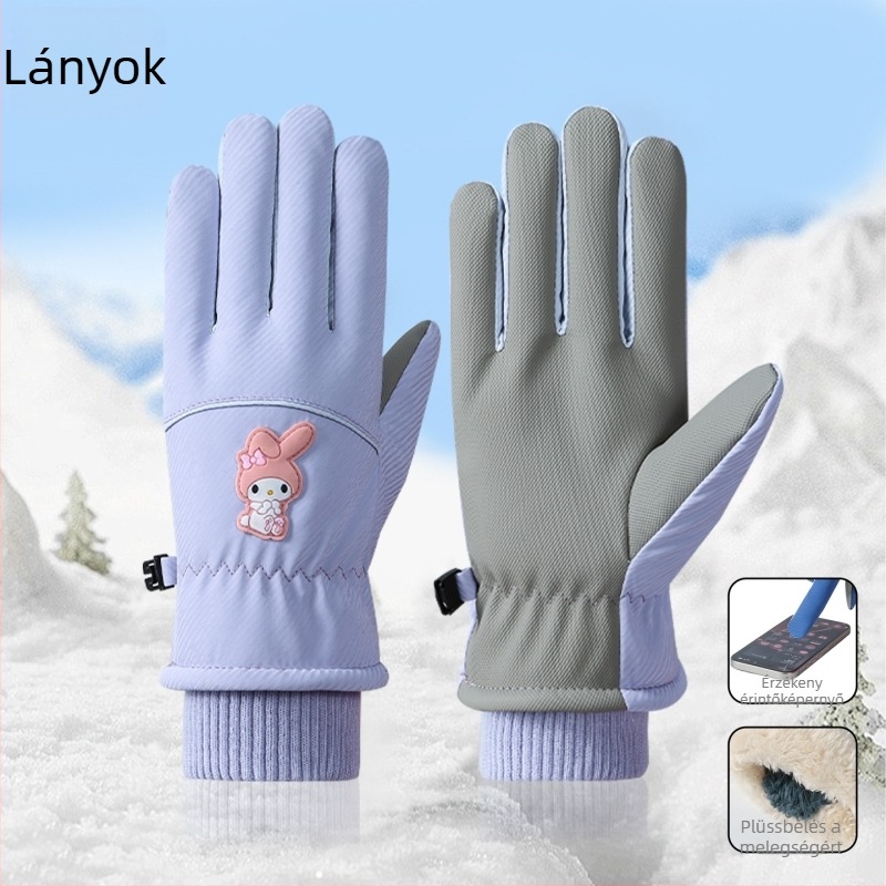 Uniszex téli síkesztyűk - vízálló, szélálló, meleg, érintőképernyő-kompatibilis, szétválasztott ujjak