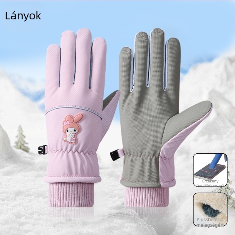 Uniszex téli síkesztyűk - vízálló, szélálló, meleg, érintőképernyő-kompatibilis, szétválasztott ujjak