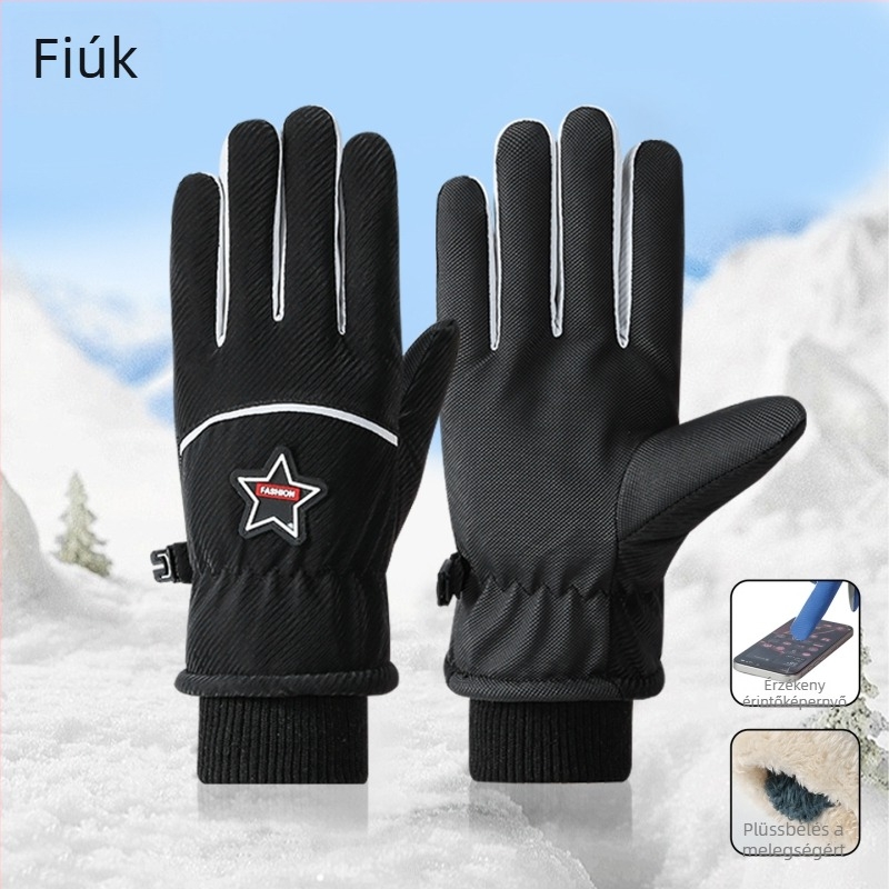 Uniszex téli síkesztyűk - vízálló, szélálló, meleg, érintőképernyő-kompatibilis, szétválasztott ujjak