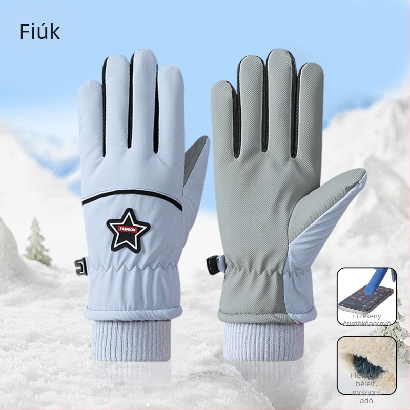 Uniszex téli síkesztyűk - vízálló, szélálló, meleg, érintőképernyő-kompatibilis, szétválasztott ujjak