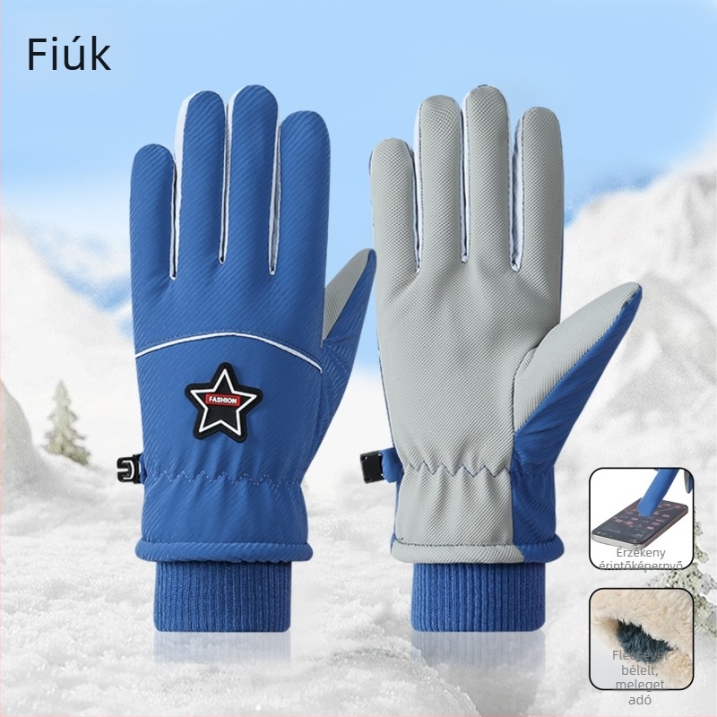 Uniszex téli síkesztyűk - vízálló, szélálló, meleg, érintőképernyő-kompatibilis, szétválasztott ujjak