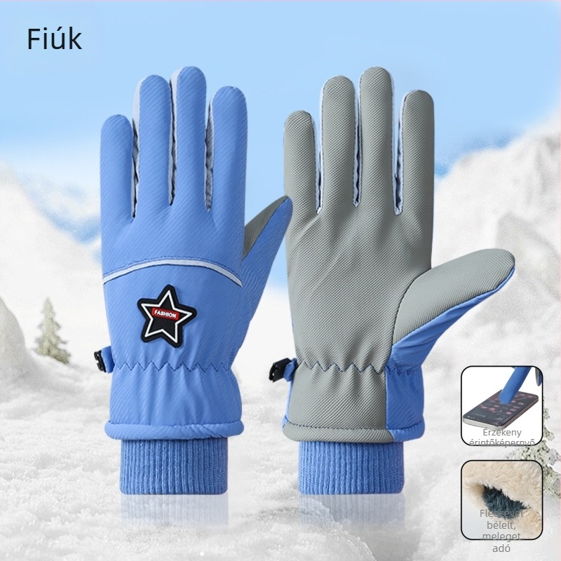 Uniszex téli síkesztyűk - vízálló, szélálló, meleg, érintőképernyő-kompatibilis, szétválasztott ujjak