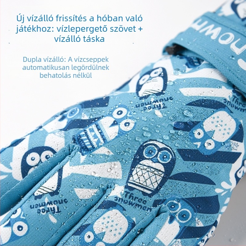 Gyerekek téli síkesztyűi – melegek, szélállóak, vízállóak, csúszásmentes felülettel, vastag fleece béléssel