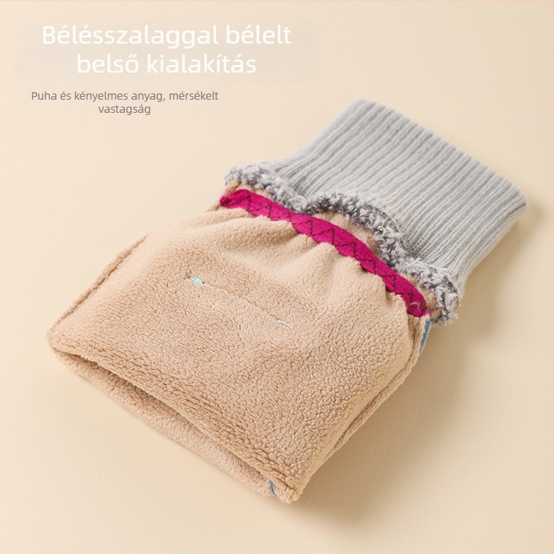 Gyerek téli kesztyű – nylon, meleg, cartoon minta, ujjas kesztyű, 6–10 éveseknek