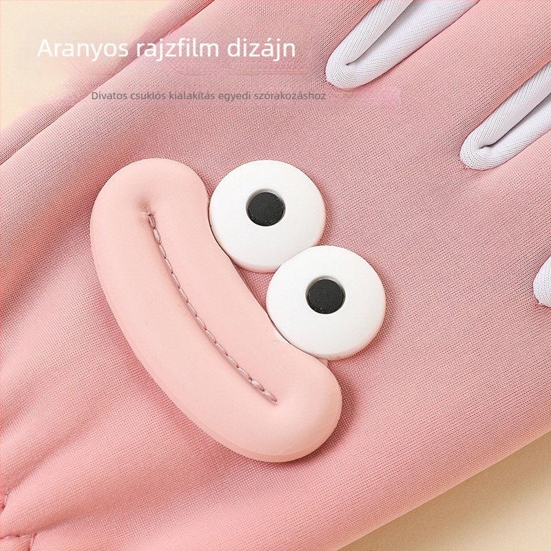 Gyerek téli kesztyű – nylon, meleg, cartoon minta, ujjas kesztyű, 6–10 éveseknek