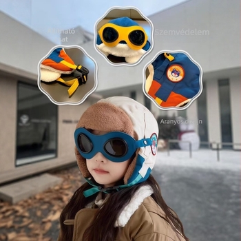 Medve motívumos Lei Feng téli sapka fleece béléses fülvédővel gyerekeknek 4–10 évesek
