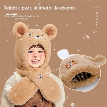Lemon Baby gyerek téli sapkája integrált fülvédővel és sállal