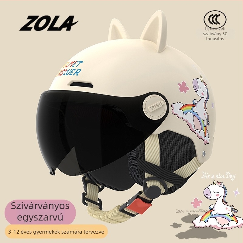 3C-s tanúsítványú gyermek bukósisak fülvédővel és macskafül díszítéssel, elektromos rollerhez, uniszex, minden évszakra