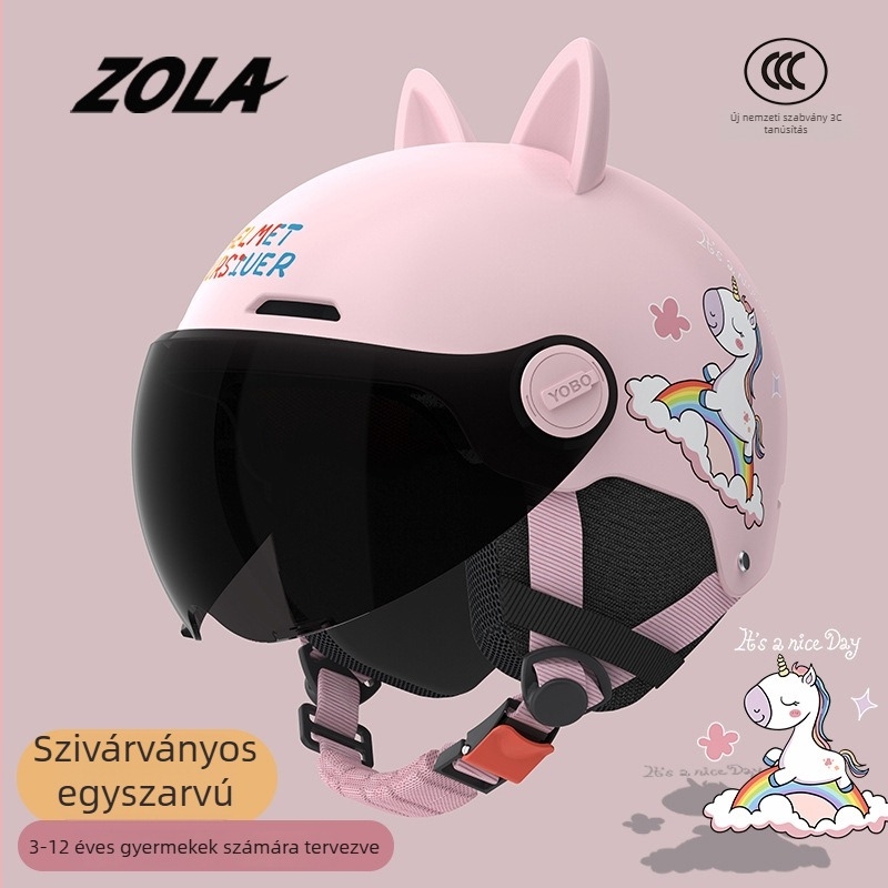 3C-s tanúsítványú gyermek bukósisak fülvédővel és macskafül díszítéssel, elektromos rollerhez, uniszex, minden évszakra