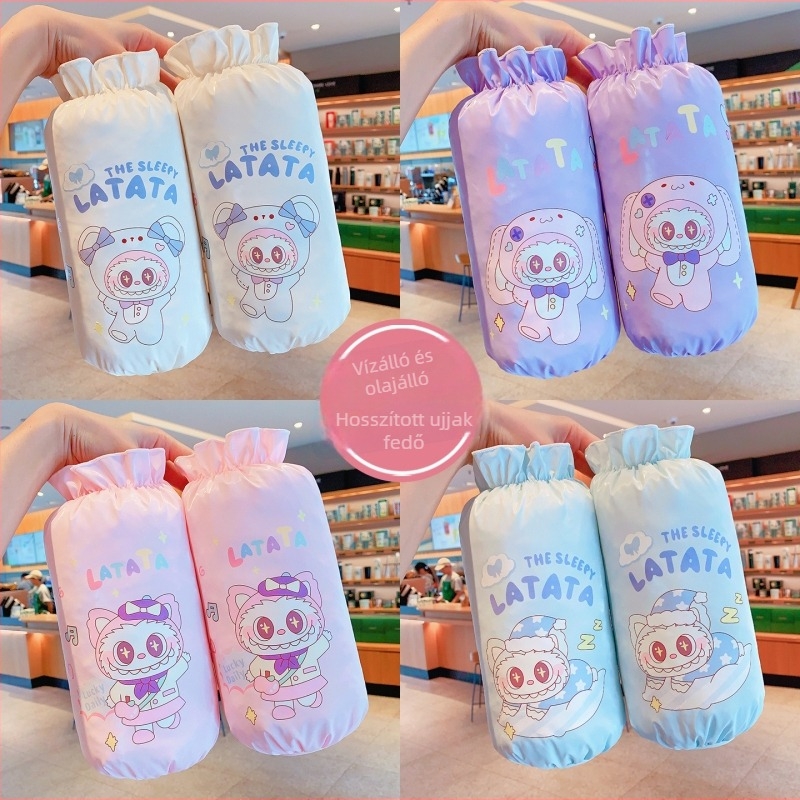 Lányok ujjvédői téli pehelykabátokhoz – szennyeződés elleni védelem, anyag, domborított mintázat, rajzfilm motívum, 3–13 év