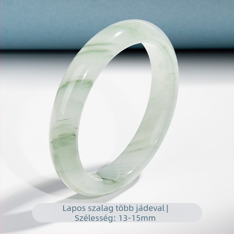 Kínai stílusú jáde karkötő Tianshan zöld jade-nel és aranyszállal – női modell