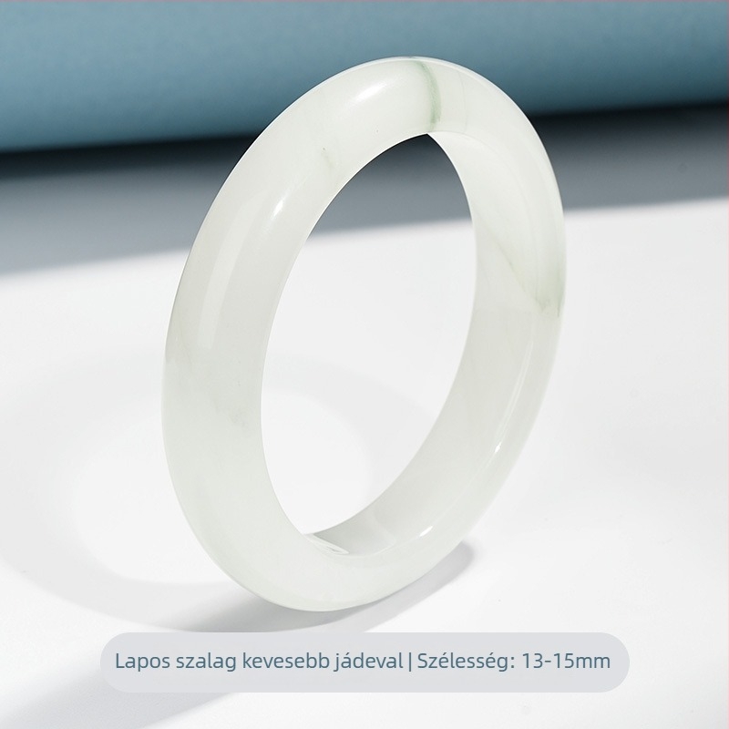 Kínai stílusú jáde karkötő Tianshan zöld jade-nel és aranyszállal – női modell