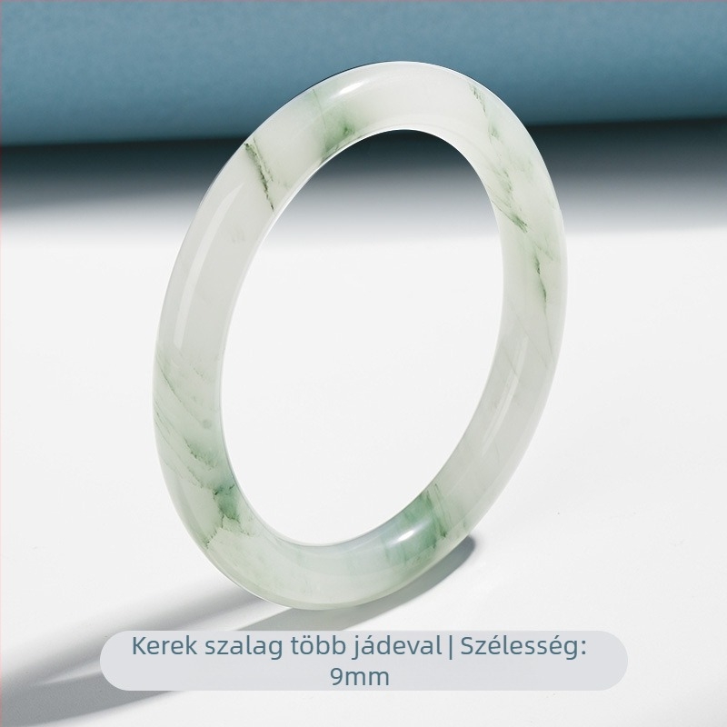 Kínai stílusú jáde karkötő Tianshan zöld jade-nel és aranyszállal – női modell