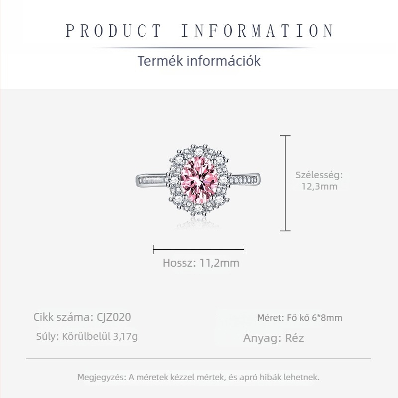 Oval European–American ékszerszett cirkóniával: fülbevaló, gyűrű és medál, réz alapanyag, elektroplakolás, O-lánc