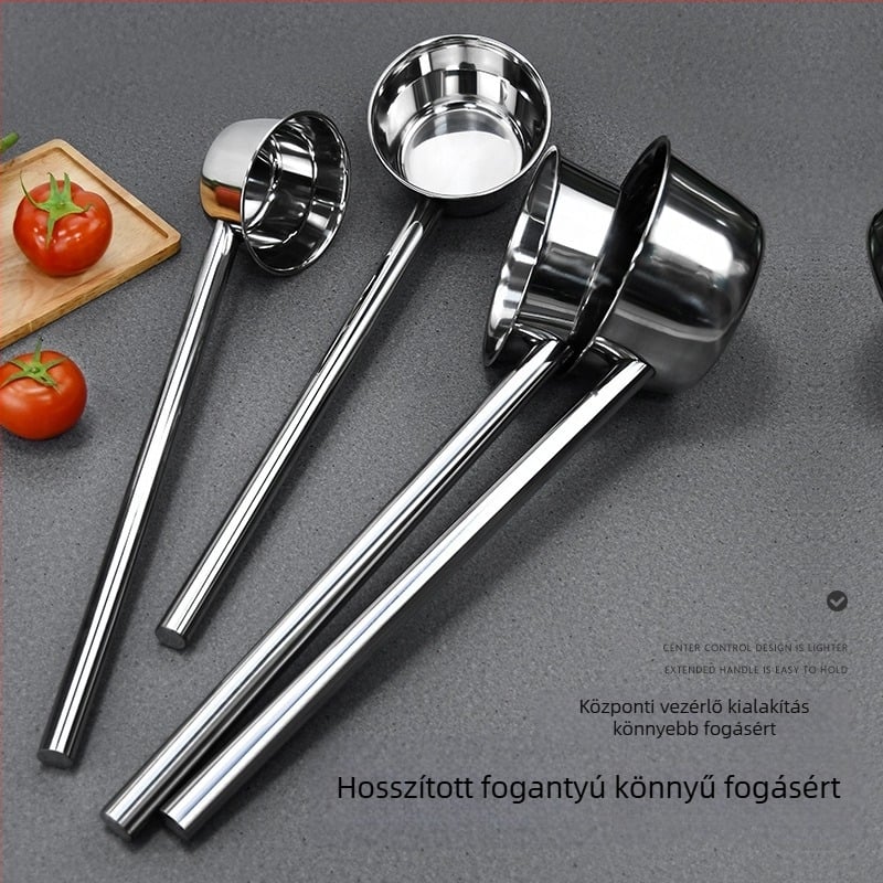 Kevan rozsdamentes acélból készült vízmerőkanál, integrált mélyített hosszú nyele