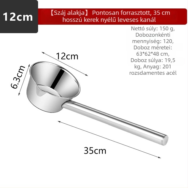 Kevan rozsdamentes acélból készült vízmerőkanál, integrált mélyített hosszú nyele