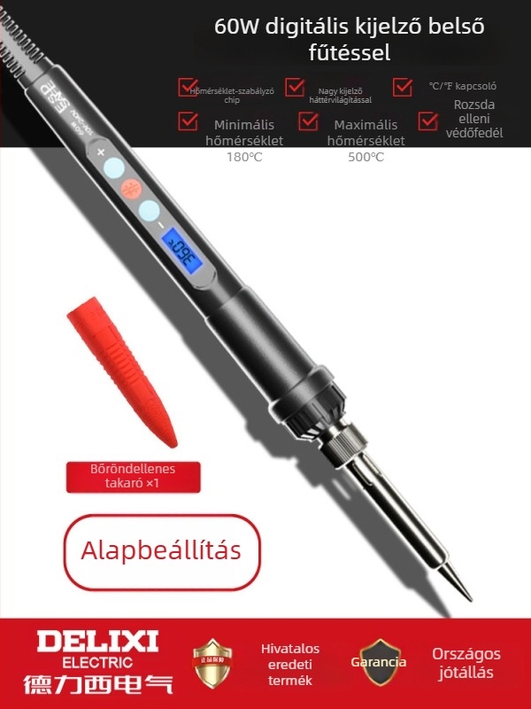 Delixi forrasztóvas belső fűtésű – otthoni készlet, állítható hőmérséklet, kerámiás fűtőelem, forrasztáshoz, desolderinghez és pirográfiához