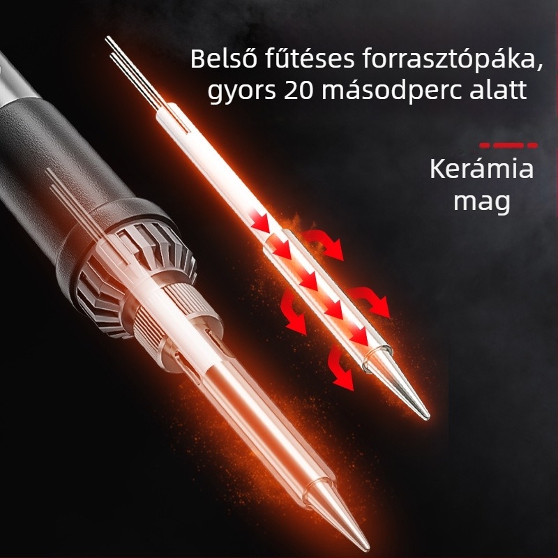 Delixi forrasztóvas belső fűtésű – otthoni készlet, állítható hőmérséklet, kerámiás fűtőelem, forrasztáshoz, desolderinghez és pirográfiához