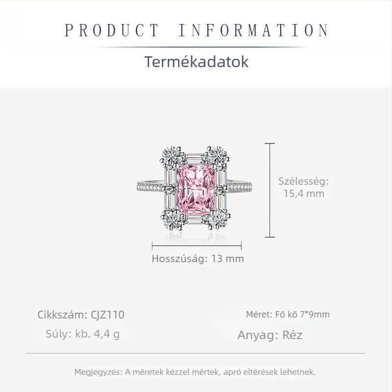 Női ékszerszett: fülbevaló, nyaklánc és karkötő; réz anyag, téglalap alakú medállal, O-lánc, geometrikus, könnyed luxus
