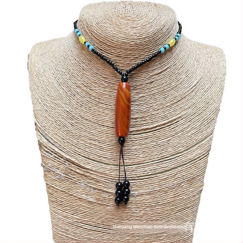 Természetes achát geometriai medál, polírozott felület, Vs tisztaság