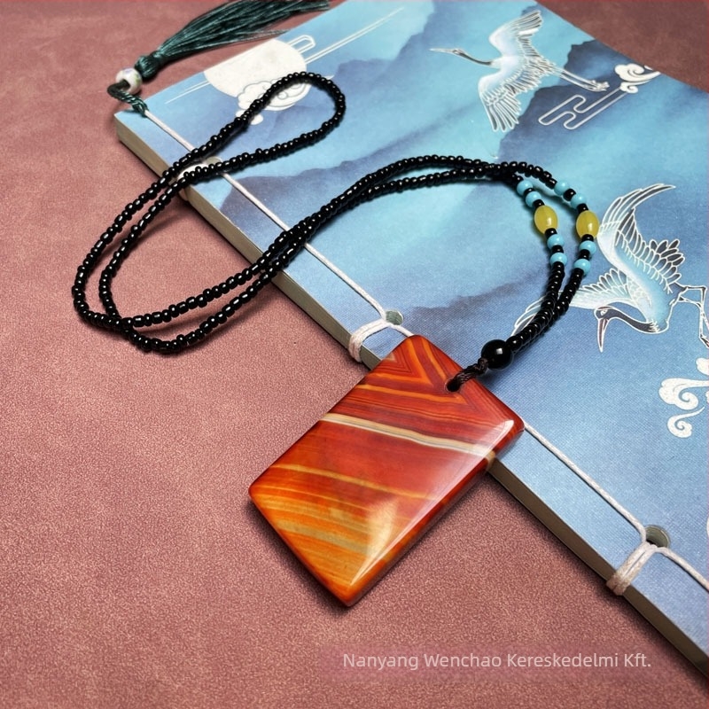 Uniszex achát medál geometriás formával, természetes anyag, VS tisztaság, lógó medál