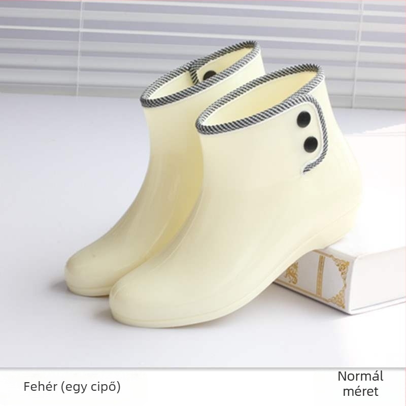 Női PVC esőcsizma fleece béléssel, rövid szárú, csúszásmentes, vízálló, kerti cipő (PVC felsőrész; rövid szár; fleece bélés; vízálló; csúszásmentes)