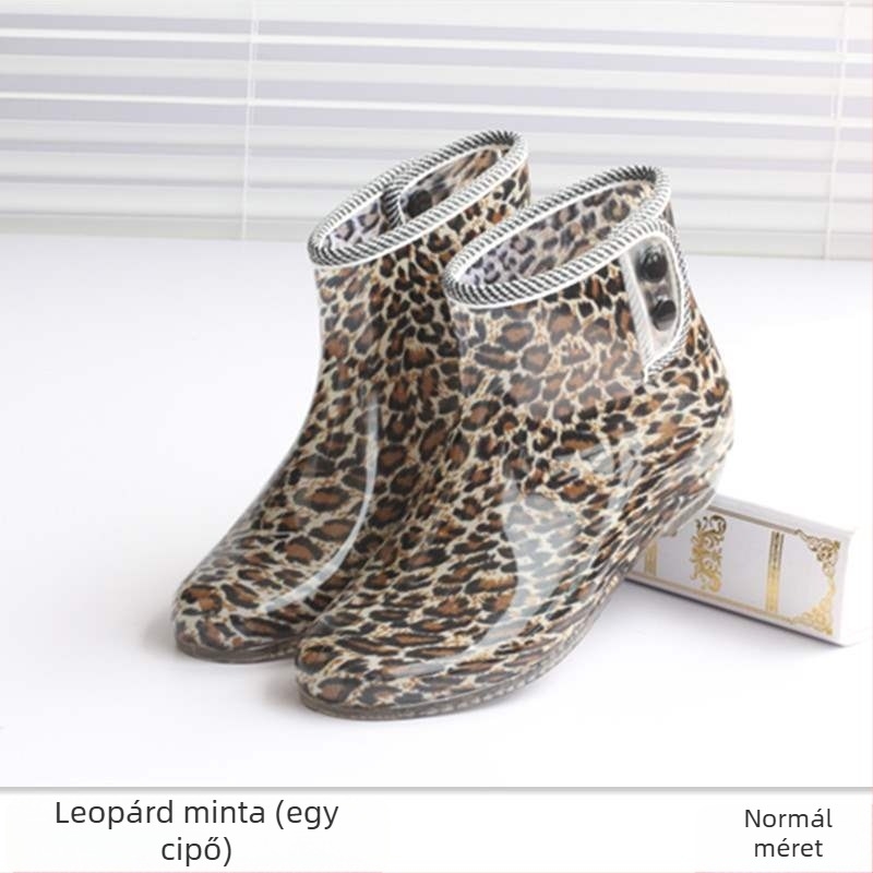 Női PVC esőcsizma fleece béléssel, rövid szárú, csúszásmentes, vízálló, kerti cipő (PVC felsőrész; rövid szár; fleece bélés; vízálló; csúszásmentes)