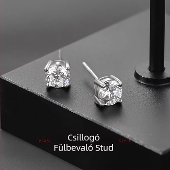S925 sterling ezüst rhinestone fülbevaló, minimalista geometriai dizájn férfiaknak, kompatibilis több piercinggel