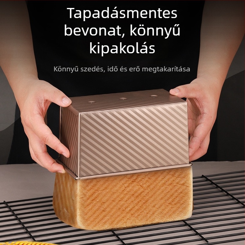 Karbonszénből készült kenyérsütő forma fedővel, szabályos sokszög alakú