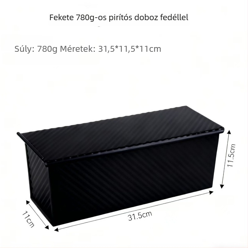 Karbonszénből készült kenyérsütő forma fedővel, szabályos sokszög alakú
