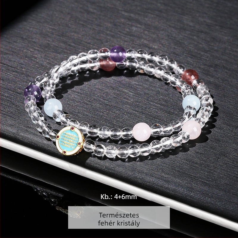 Jingde Jewelry Női természetes kőből készült karkötő, rózsakvarc és tigrisszem gyöngyökkel