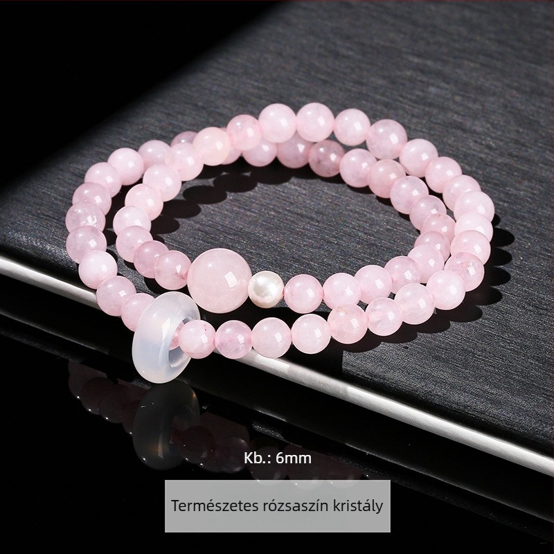 Jingde Jewelry Női természetes kőből készült karkötő, rózsakvarc és tigrisszem gyöngyökkel