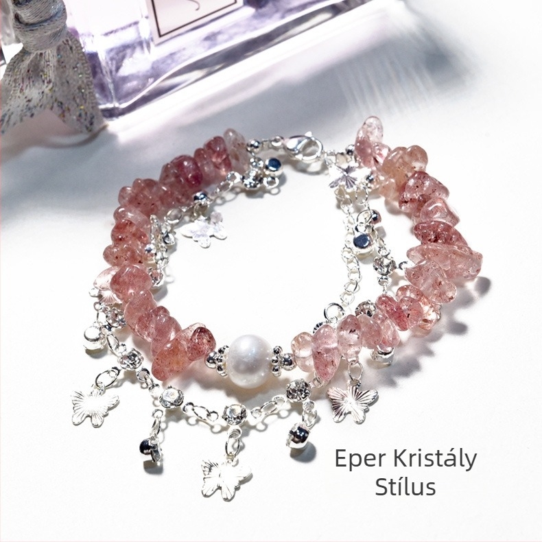 Kristály gyöngyökből készült karkötő: ametiszt, citrin, Super Seven kristály és nyúl szőr kristályokkal • fényes felület • irodalmi retro stílus