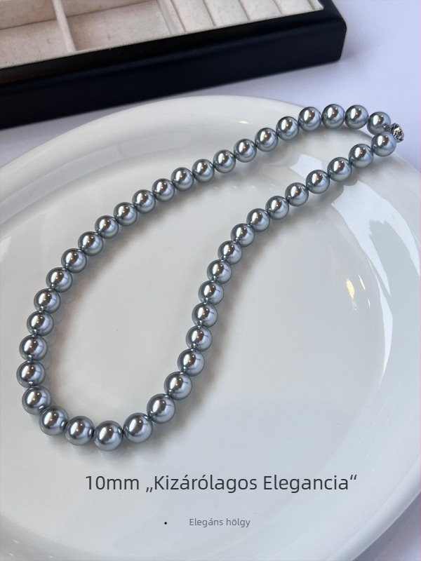 925 ezüst nyaklánc, ingot zár, golyós lánc, geometriás elemek, természetes ausztrál gyöngyház
