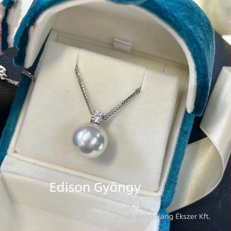 Édesvízi gyöngy medál, tökéletes kör, 925 ezüst