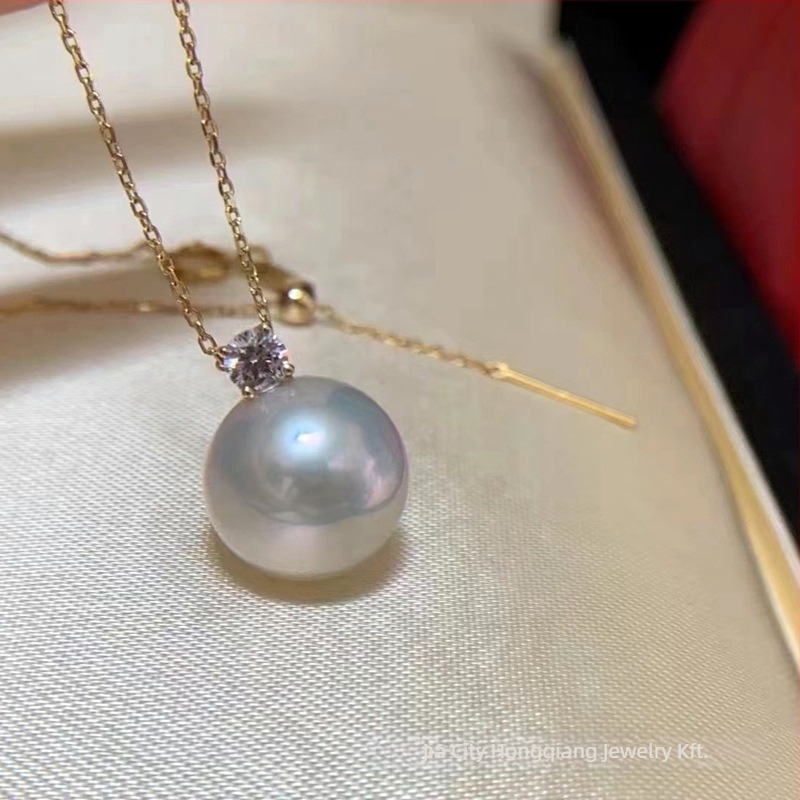 Édesvízi gyöngy medál, tökéletes kör, 925 ezüst