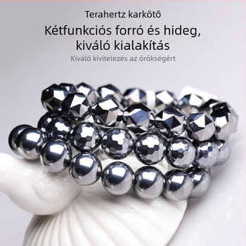 Terahertz karkötő 128 faszetált kerek gyöngyökkel, polikristályos szilíciumból, uniszex minimalist design, fáradtság elleni funkció.