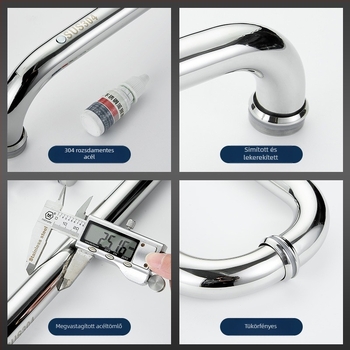 Fürdőszobai üvegajtó fogantyú – 304 rozsdamentes acél, precíz polírozás, alkalmas tolóajtóhoz, modell 200