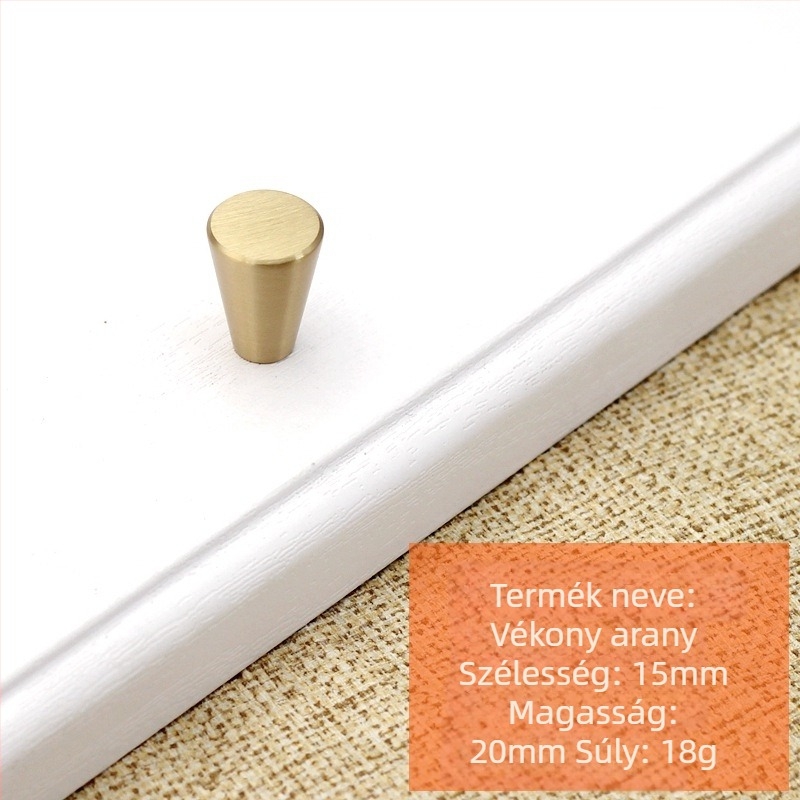 Réz fogantyú bútorokhoz, egylyukú, skandináv minimalista dizájn, szekrényajtókhoz, fiókokhoz és gardróbokhoz, modell t99966552, antioxidáns felületkezelés