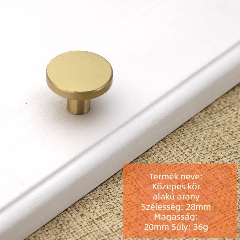 Réz fogantyú bútorokhoz, egylyukú, skandináv minimalista dizájn, szekrényajtókhoz, fiókokhoz és gardróbokhoz, modell t99966552, antioxidáns felületkezelés